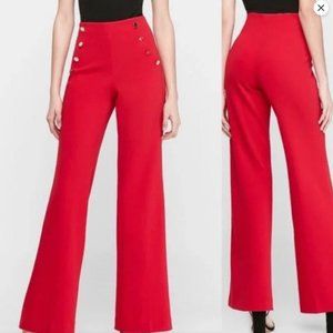WHITE HOUSE BLACK MARKET Red Sailor Fashion Flare Trousers Size 6S
